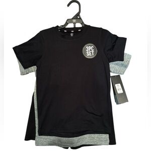 Legend Boys 3 Piece Set Kids Black and Gray T-Shirt Set